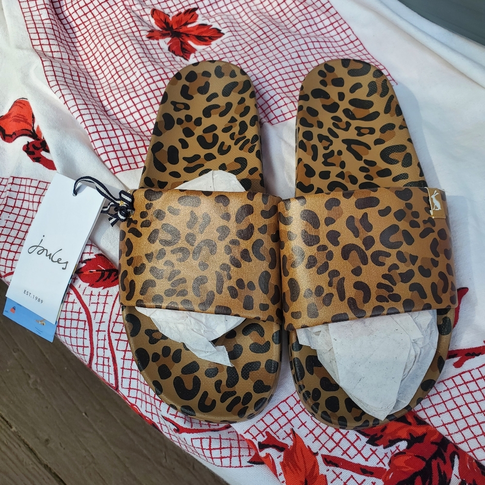 Joules Leopard Poolside slides